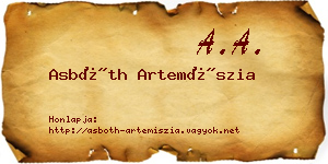 Asbóth Artemíszia névjegykártya